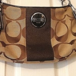COACH tan/brown mini shoulder bag.